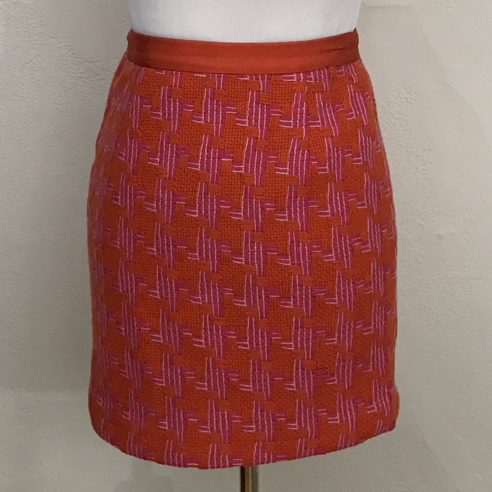 Boden Orange Pink Wool Mini Pencil Skirt